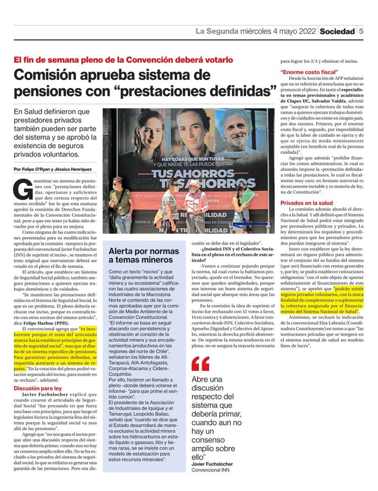 Clapes UC | Comisión aprueba sistema de pensiones con “prestaciones ...