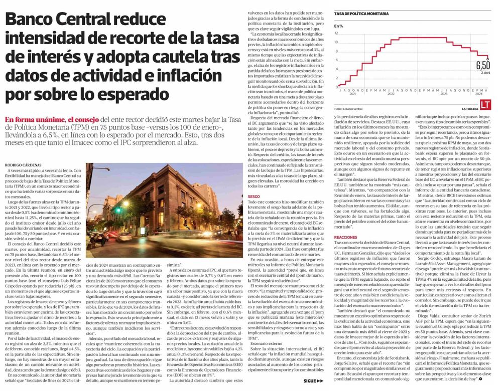 Clapes UC | Banco Central reduce intensidad de recorte de la tasa de ...