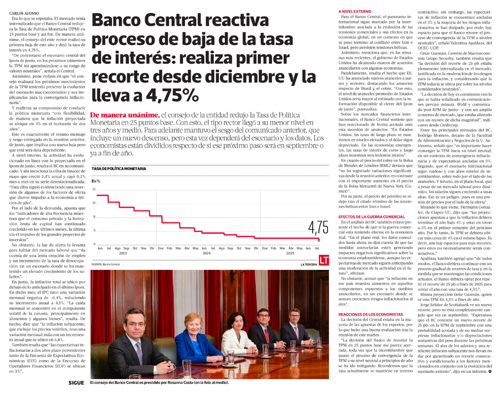Clapes UC | Banco Central reactiva proceso de baja de la tasa de ...